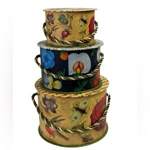 Nesting Boxes Set 3 Boxes Floral Birds Butterfly Design Decorative Gift Boxes